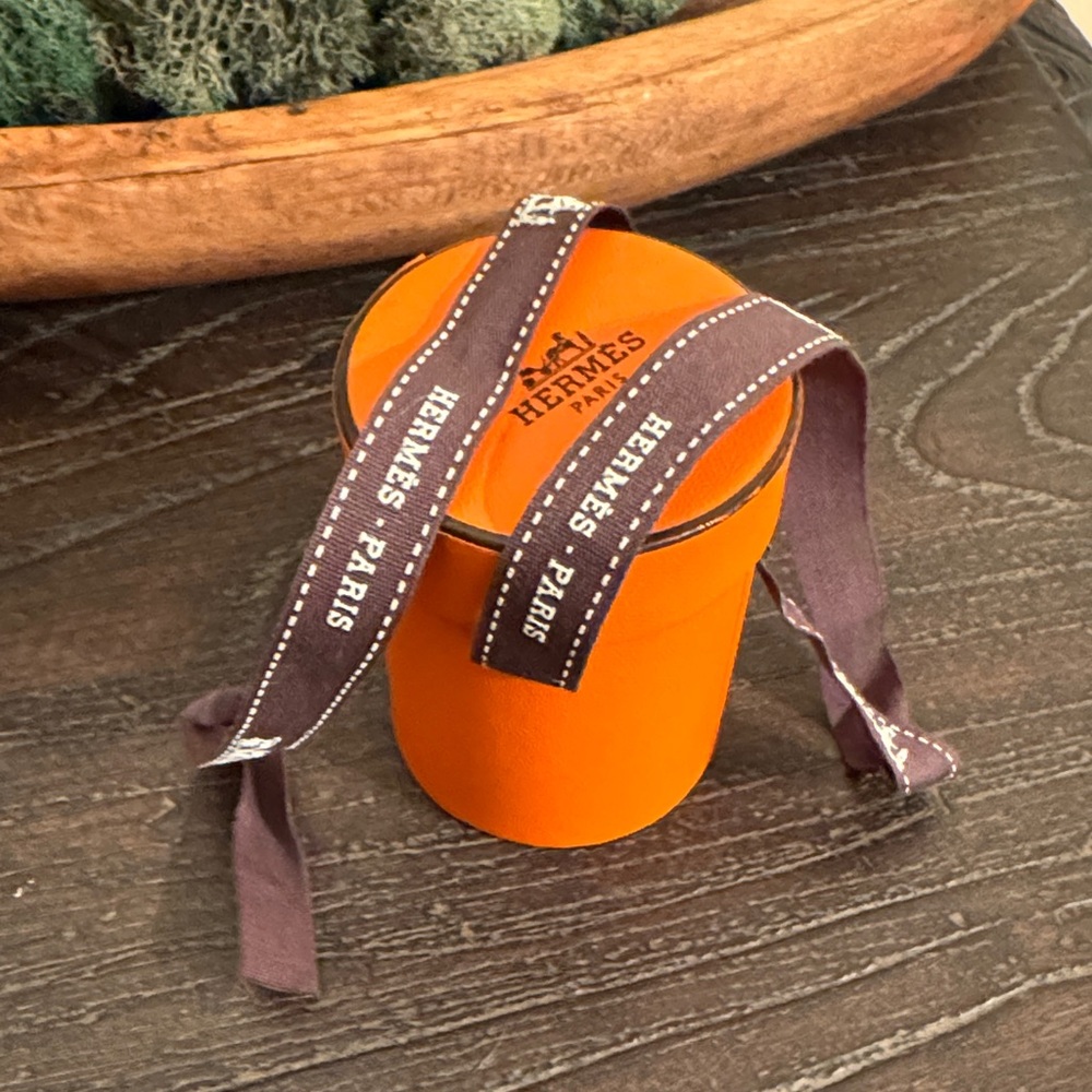 Hermes Orange Gift Box with Brown Ribbon